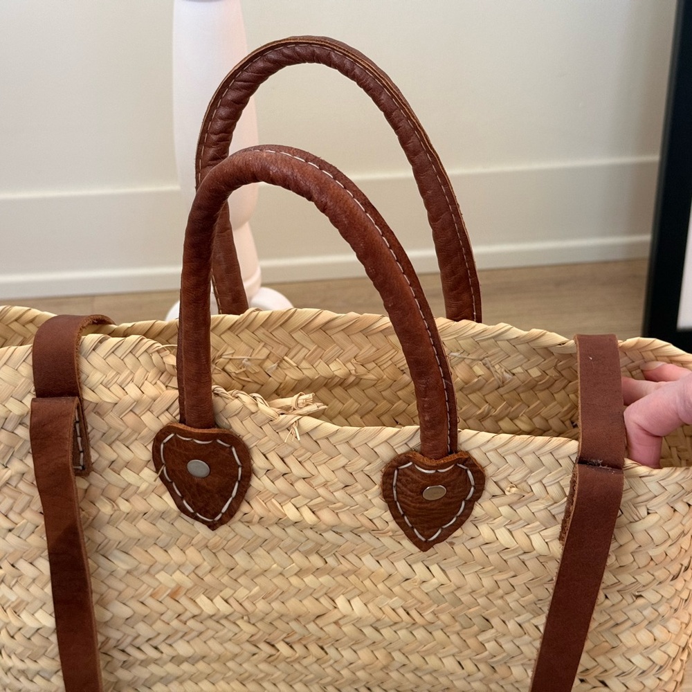 NWOT Authentic Handmade French Straw and Leather Basket Backpack | O/S - Picture 6 of 14